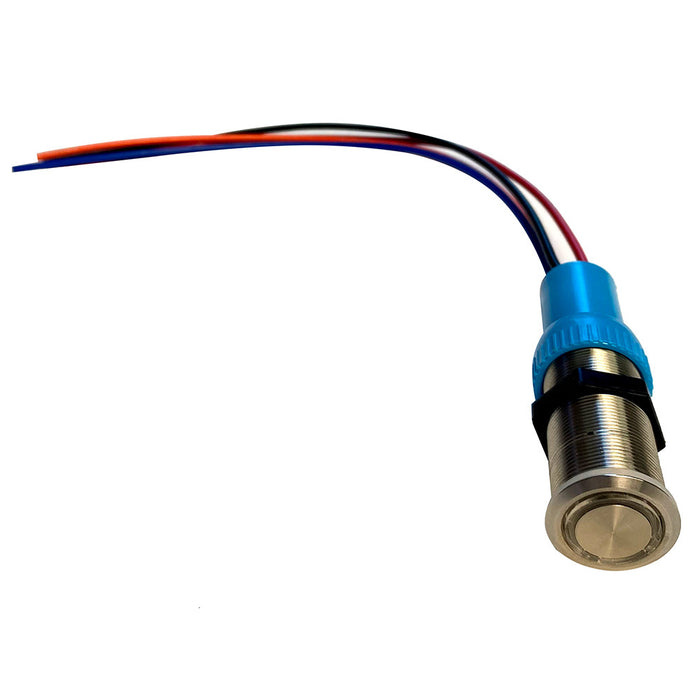 Bluewater 22mm Push Button Switch - Off/On/On Contact - Blue/Green/Red LED - 4' Lead [9059-3113-4]