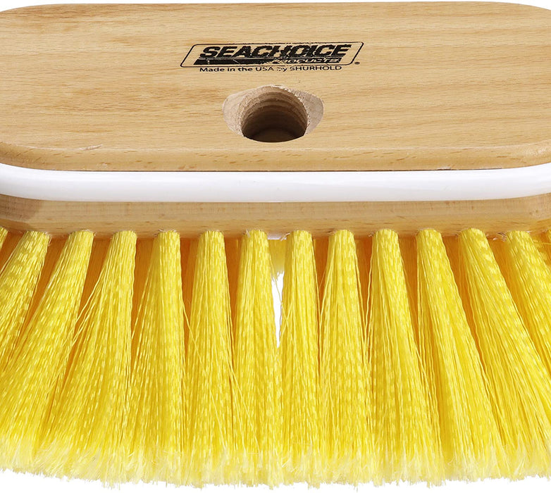 Seachoice 90591 Deck Brush with Threaded Hole – 6 Inch – Soft Bristles – Wood Block