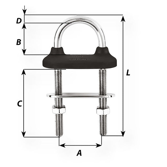 Wichard Black Watertight U-bolt - 5mm Diameter - 13/64" - 60mm Length - 2-23/64" [65321]